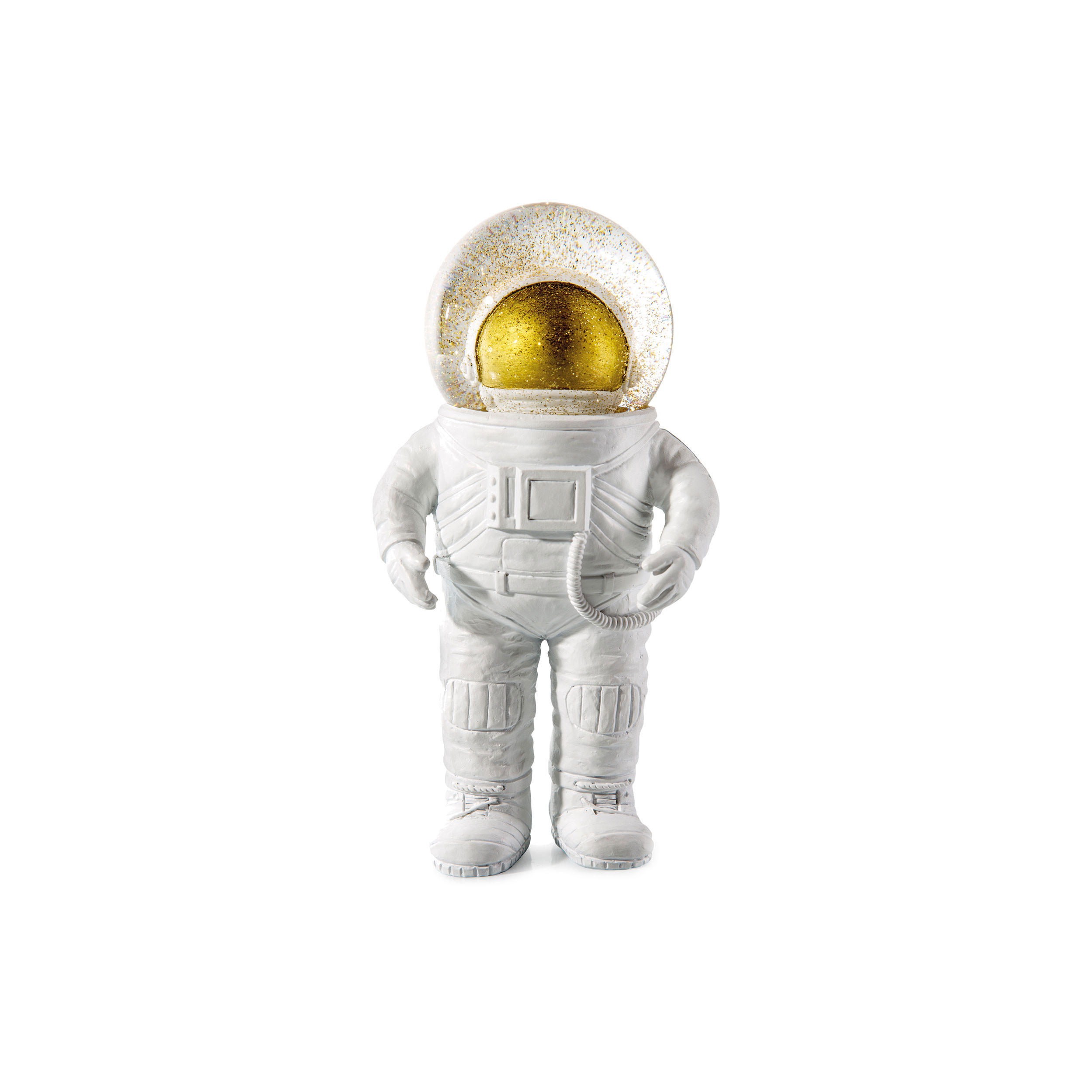 SCHNEEKUGEL Summerglobe The Astronaut, Glas, Polyresin, Weiß, Golden, 17 cm - Weiß, Glas (8/18/9cm) - Donkey Products