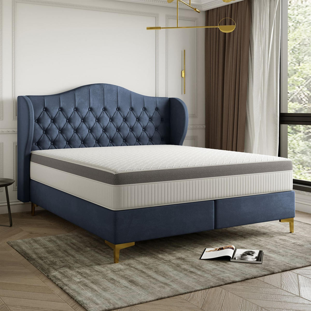 POLSTERBETT Pelagio In Whisper - Dunkelblau, Holzwerkstoff/Textil (160/200cm) - Fun Möbel