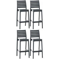 BARHOCKER 4er Set Kunststoff dunkelgrau - Chromfarben/Dunkelgrau, Kunststoff (45/105/51cm) - CLP