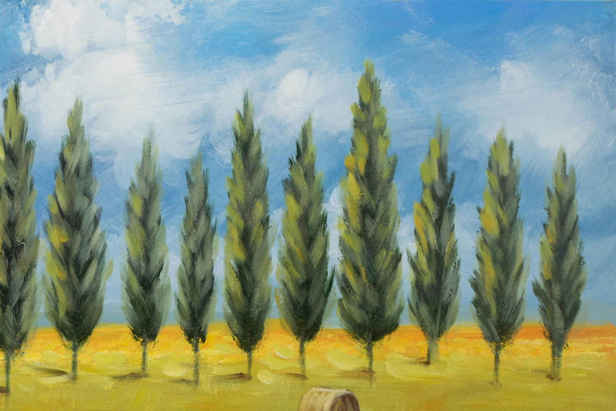 ACRYLBILD HANDGEMALT 90/60 cm - Beige/Grün, Holz/Textil (1.34/60cm) - KUNSTLOFT
