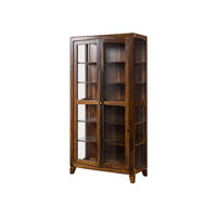 VITRINE Sheesham 100x45x195 dunkelbraun lackiert ANCONA #236 - Dunkelbraun, Holz (100/195/45cm) - Massivmoebel24