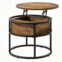 COUCHTISCH rund 60x60x47 Lift-Top Hub Stauraum Wohnzimmer - Braun, Holz (60/60/47.5cm) - Kaket