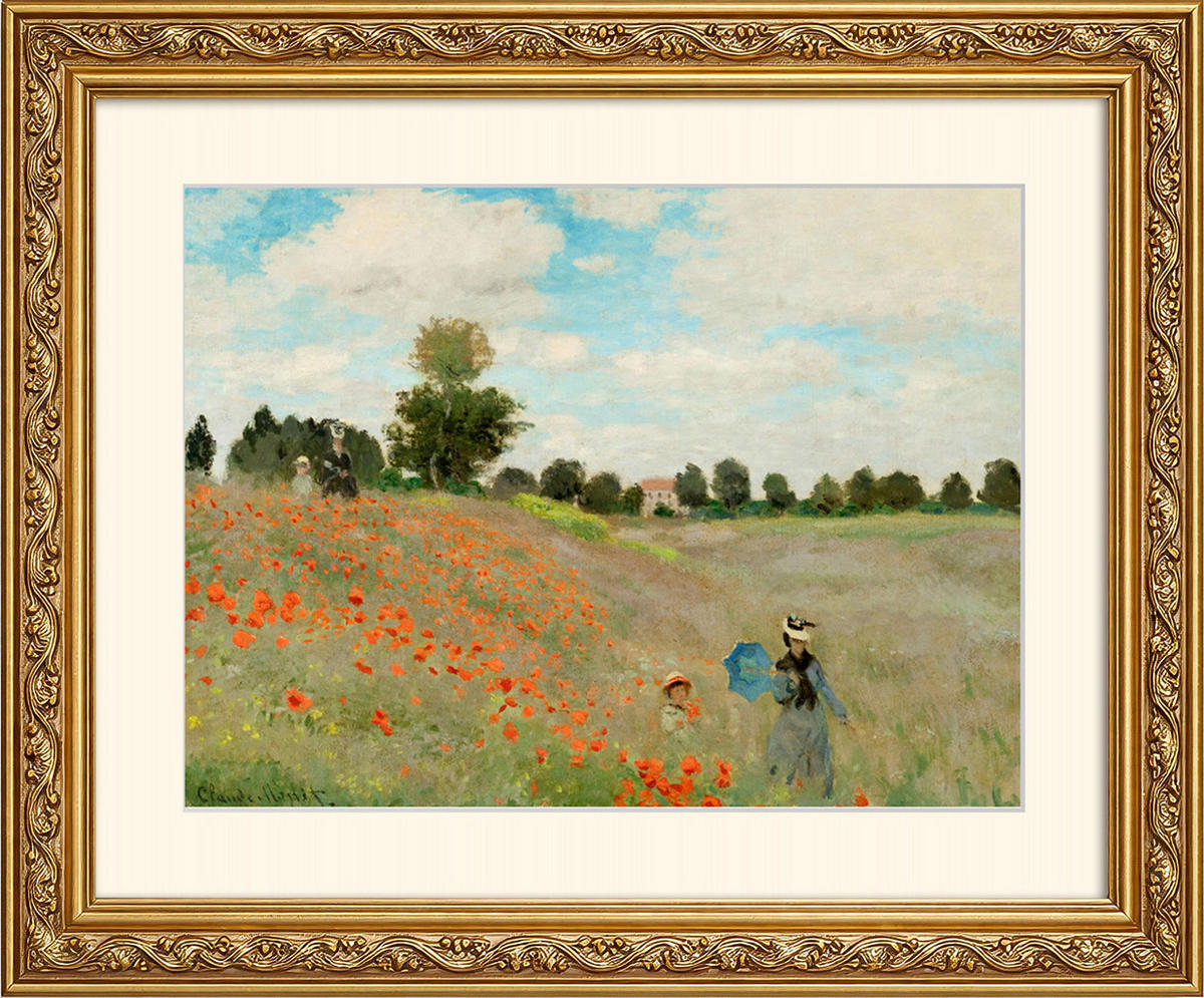 BILD gerahmt 63x53 cm Claude Monet "Mohnfeld bei Argenteuil" - Beige, Holz (63/53cm) - artissimo