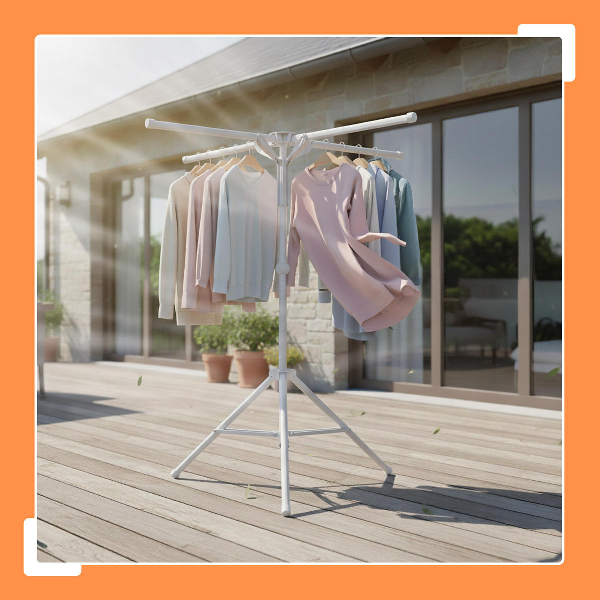 SUŠÁK - šedá, kov/plast (125/180/125cm) - Relaxdays