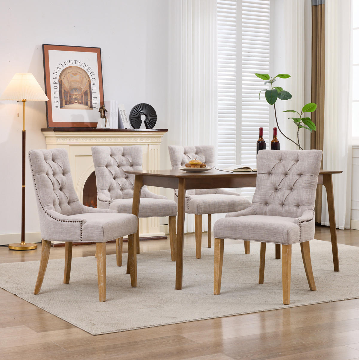 SESSEL Stoffbezug Beige Eiche massiv 2er-Set - Beige, Metall (63/92/56.5cm) - Meubliv
