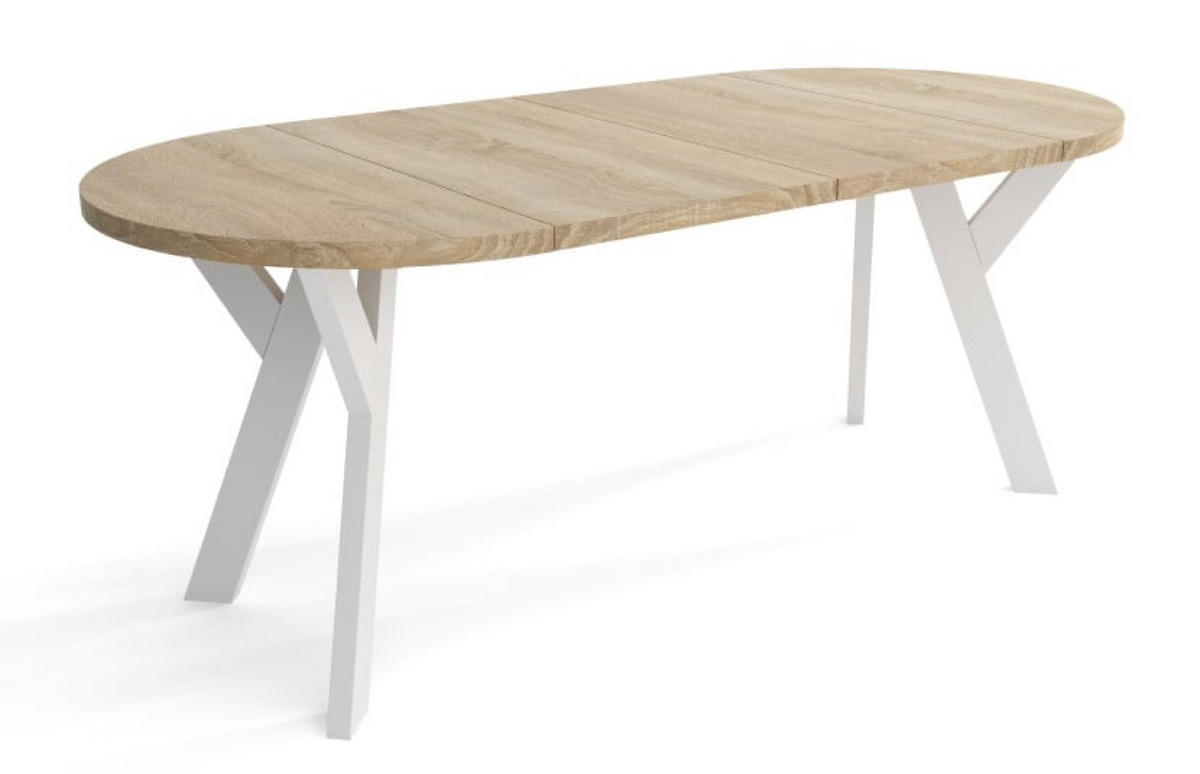 TISCH Weiß Sonoma Eiche Ausziehbar Rund 100/200 cm - Multicolor, Holzwerkstoff (200/100/75cm) - Sepro Meble