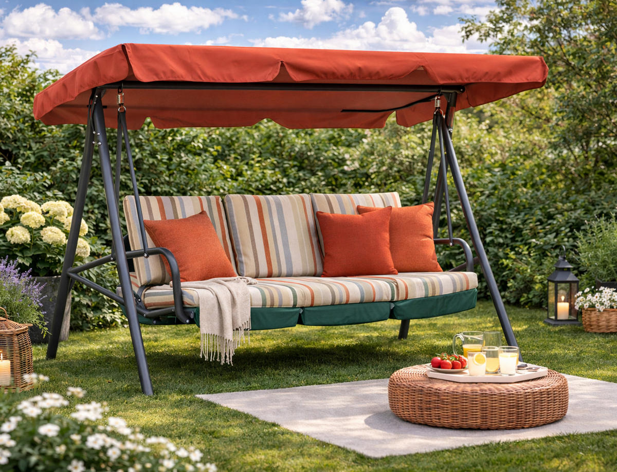 ERSATZDACH Hollywoodschaukel 145x200 cm Rotorange - Terracotta, Textil (145/18/200cm) - QUICK STAR