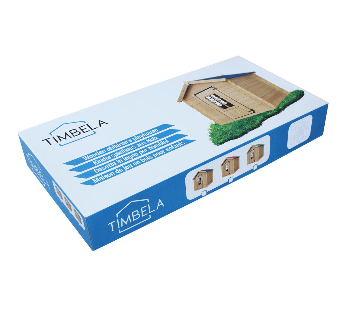 KINDERSPIELHAUS aus Holz - 111x113xH121 cm/0.9 m2 - M570R-1 - Hellrosa/Beige, Holz (114/121/111cm) - Timbela