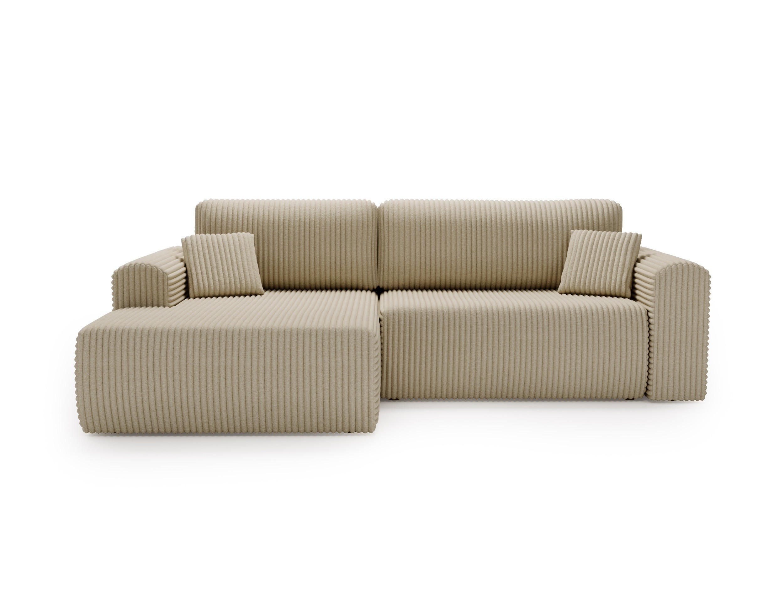 ECKSOFA Linea Creme, Sofa mit Schlaffunktion, linke seite - Creme, Holzwerkstoff/Textil (257/177cm) - Bettso
