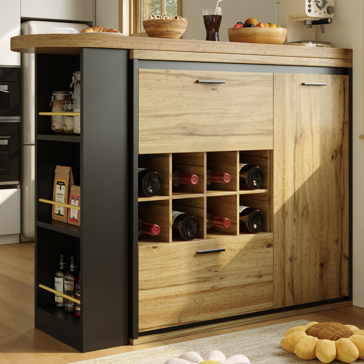 AUSZIEHTISCH 138/39/105 cm in Holzoptik mit Stauraum - Naturfarben, Holzwerkstoff (138/39/105cm) - BEAOK