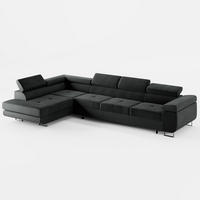 ECKSOFA VEMO NOVA Links Dunkelgrau Velours-Stoff mit Schlaffunktion und Bettkasten - Dunkelgrau, Textil (341/202cm) - Barchello