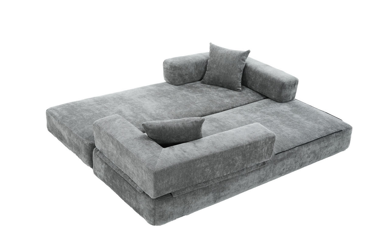 SCHLAFSOFA DE-33690 mit Seitentaschen Dunkelgrau - Dunkelgrau, Textil (198/60/79cm) - ComfortXL