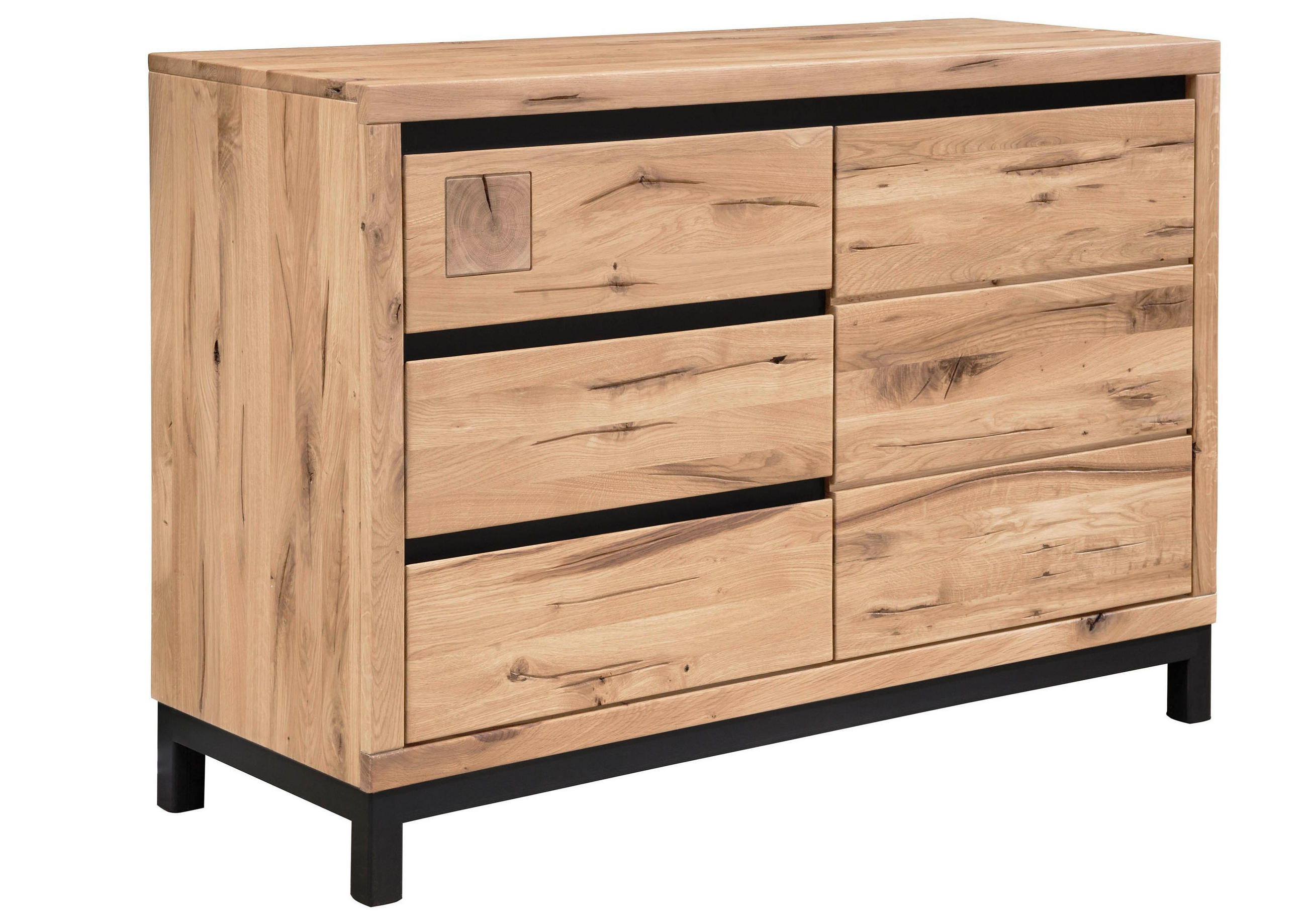 SIDEBOARD Wildeiche 120x45x85 bianco geölt VILLANDERS #210 - Beige, Holz (120/85/45cm) - Massivmoebel24