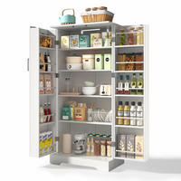 BUFFET aus MDF 60x35x128 cm Weiß mit LED-Sensorleuchte, verstellbaren Ablagen und platzsparendem Stauraum - Weiß, Holzwerkstoff (60/128/35cm) - Modfu