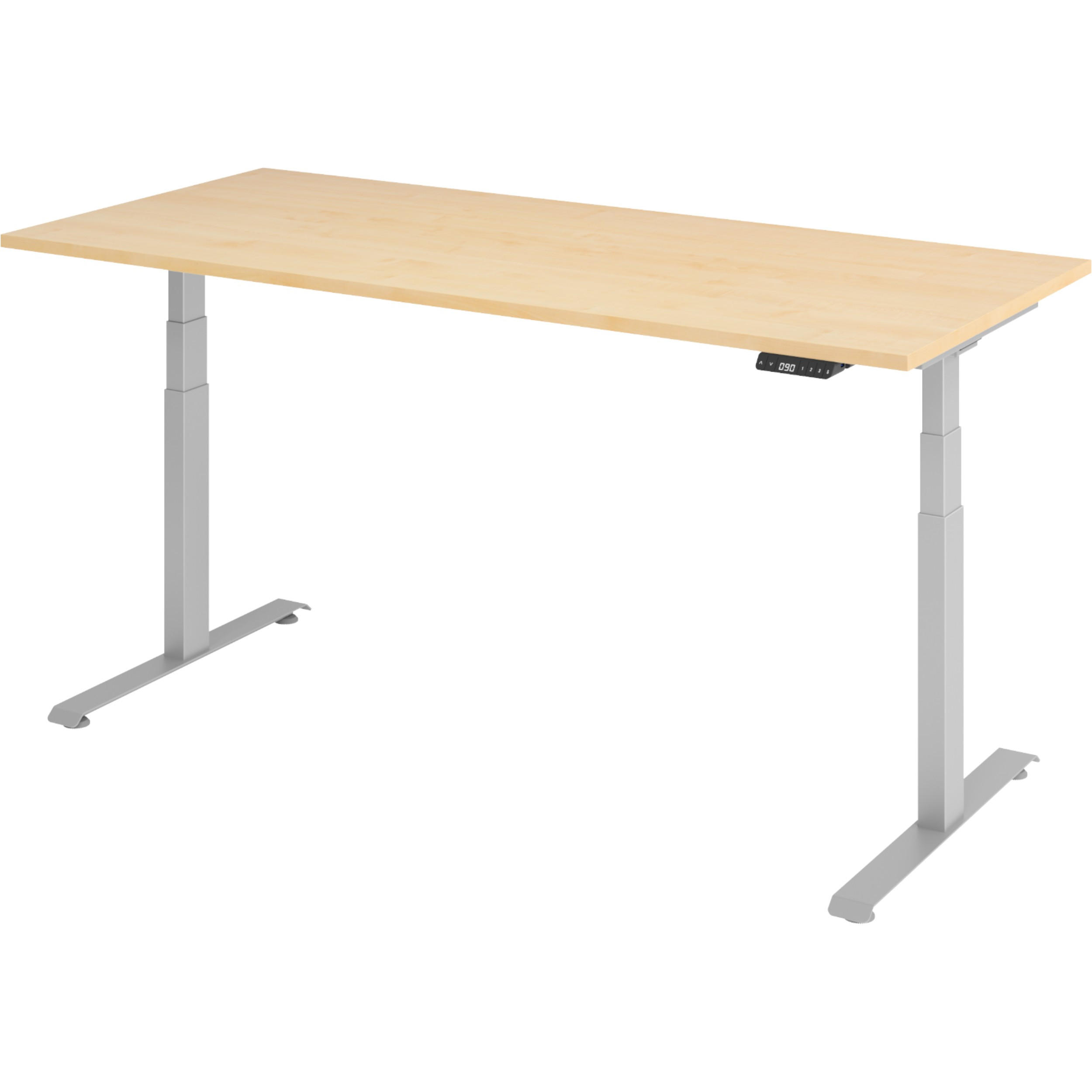 bümö Schreibtisch Ahorn, Silber 180x74x80 cm