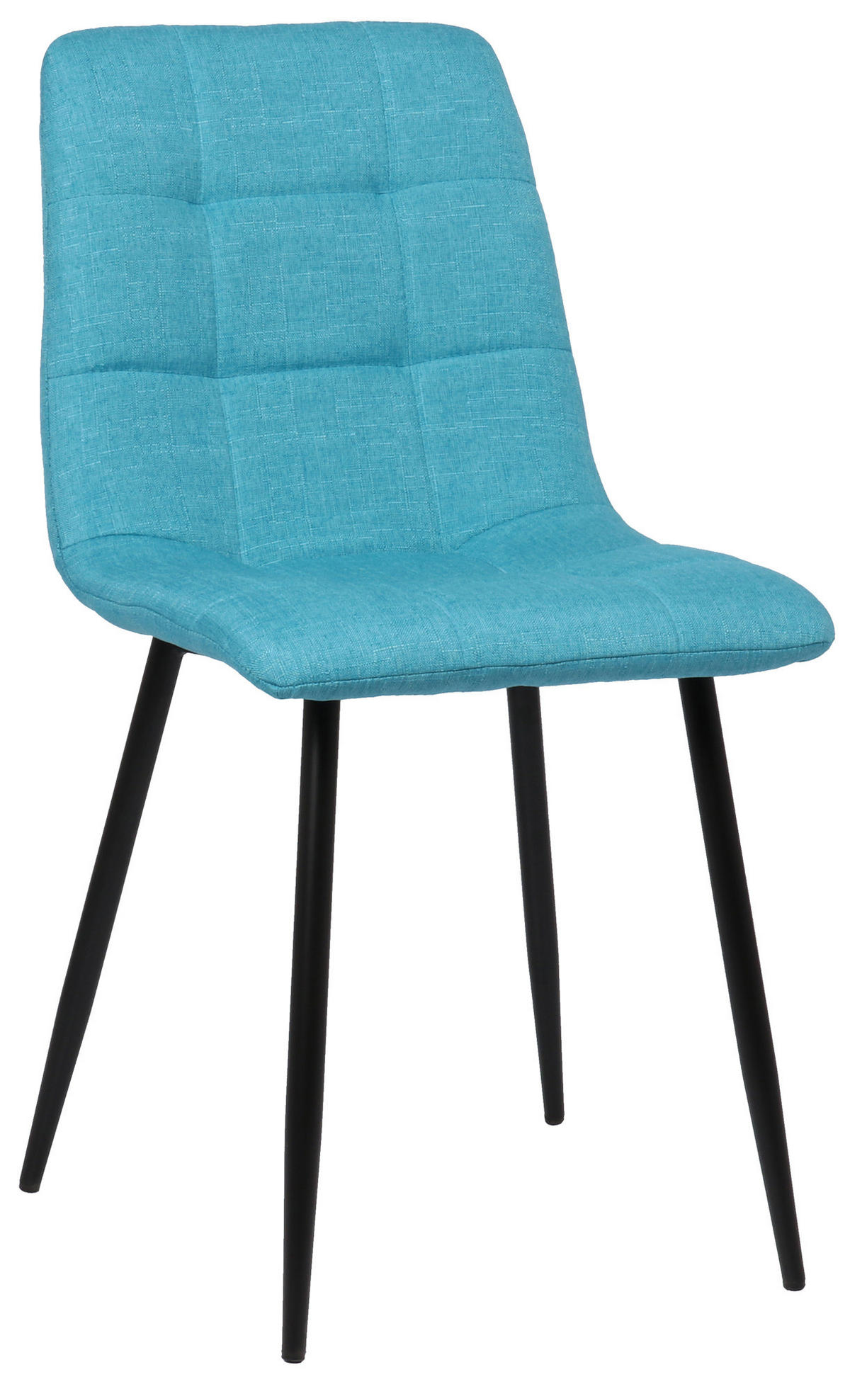 ESSZIMMERSTUHL Till Stoff, Gestell Metall matt Schwarz Türkis - Türkis/Blau, Textil/Metall (45/88/52cm) - TPFLiving