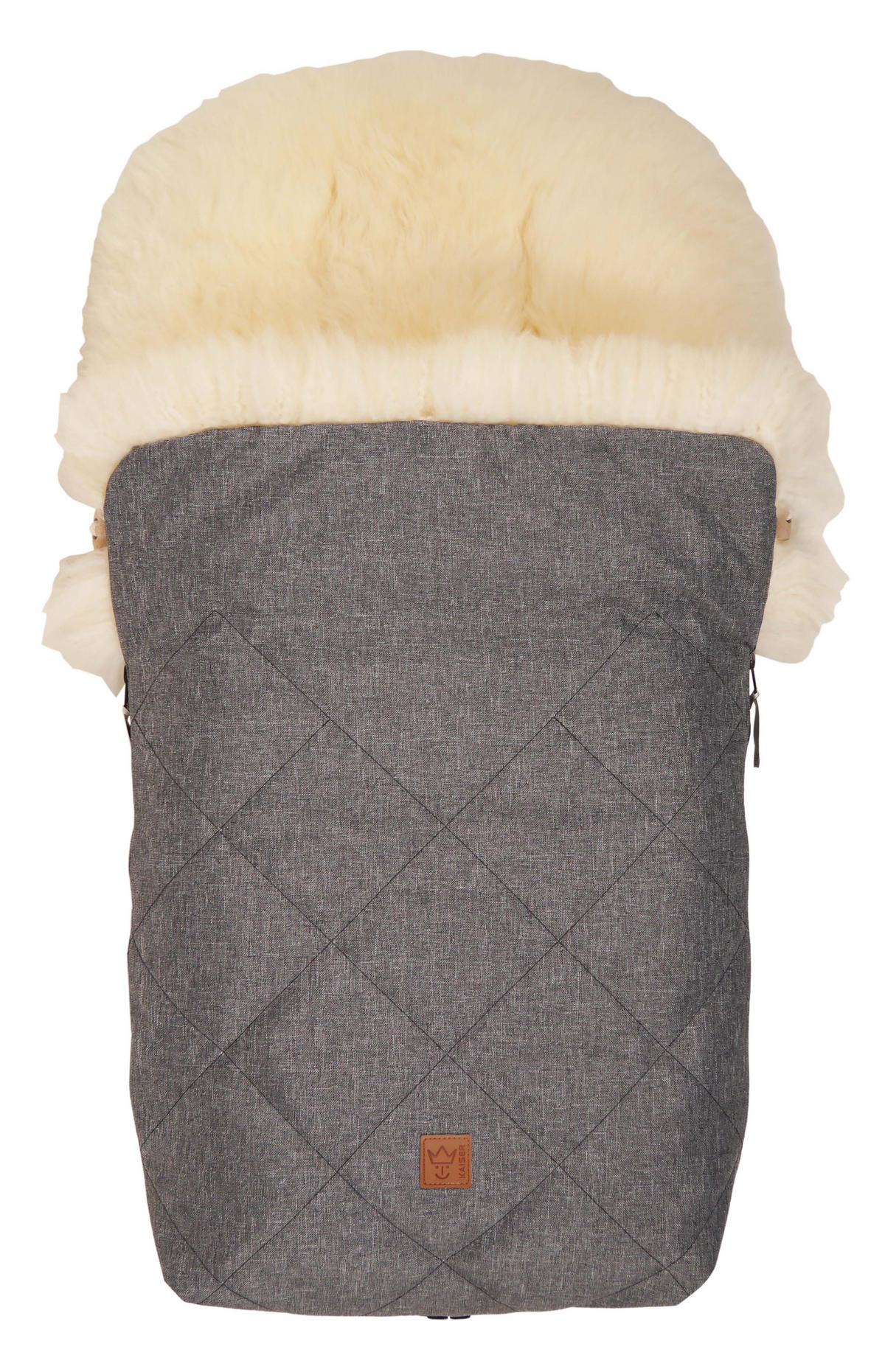 LAMMFELL-FUSSSACK Nelly, milky sand, anthracite melange - Grau, Fell (46/8/88cm) - Kaiserbaby