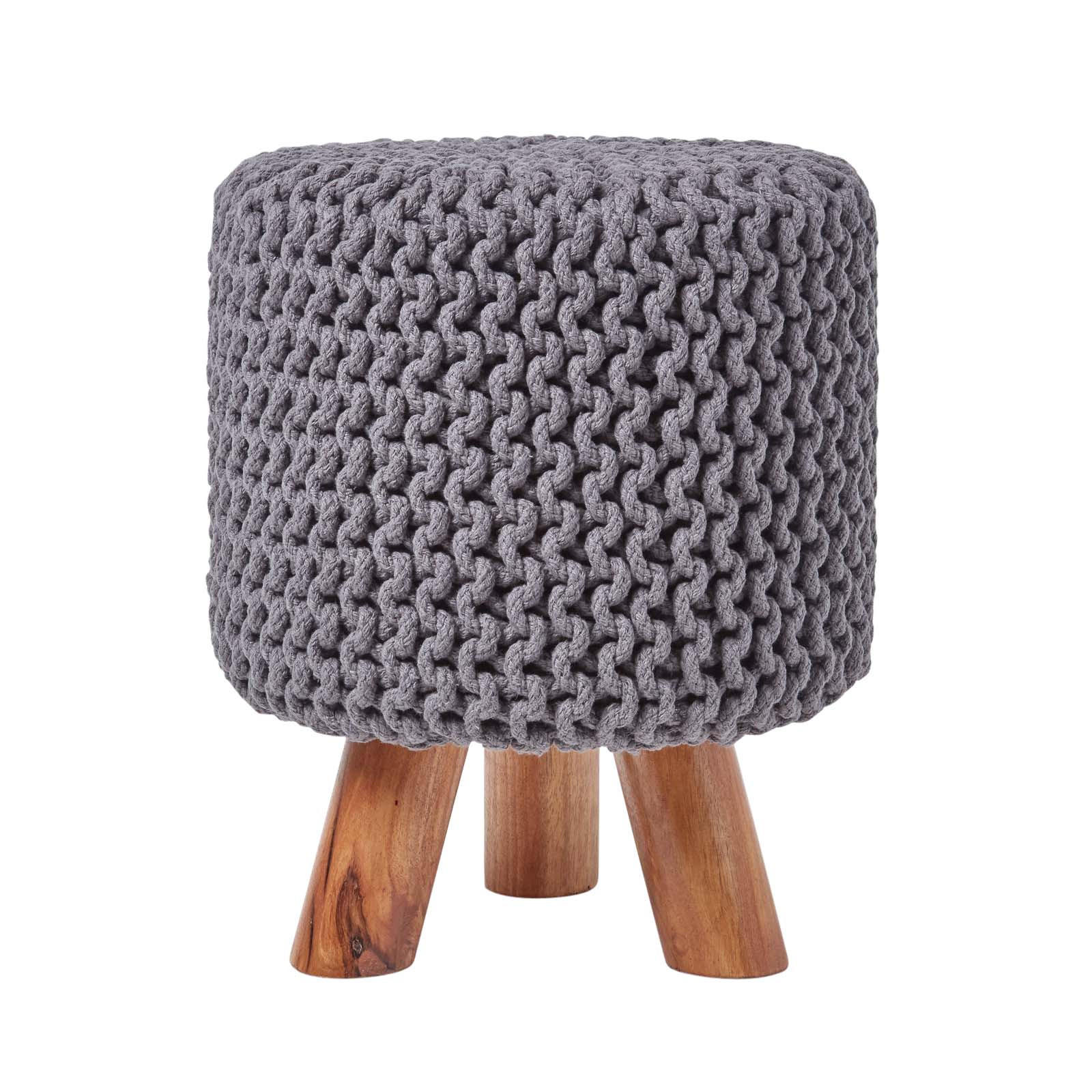 Homescapes Strick-Hocker Grau 32x42x32 cm
