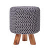 STRICK-HOCKER grau, Dreibein 32/32/42 cm - Grau, Textil (32/42/32cm) - Homescapes