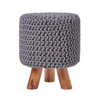 STRICK-HOCKER grau, Dreibein 32/32/42 cm - Grau, Textil (32/42/32cm) - Homescapes
