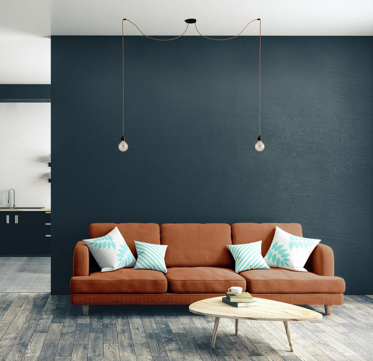 PENDELLEUCHTE Hang 2 Flammig Retro Braun - Braun, Naturmaterialien (250/1/250cm) - HOOPZI