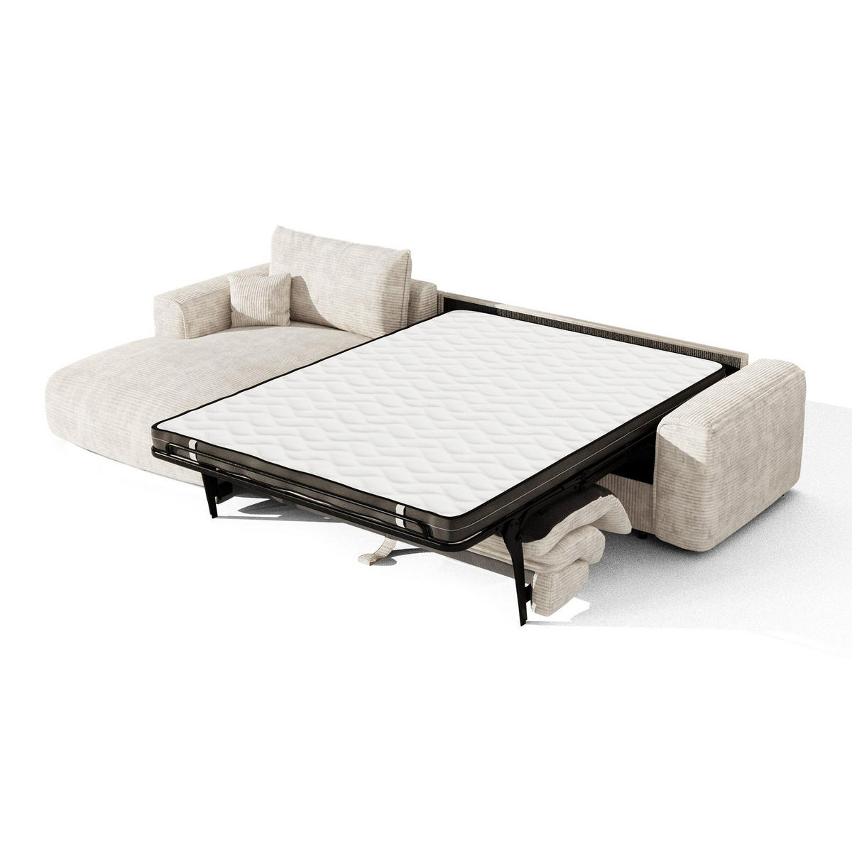 SCHLAFSOFA Express COMO Cord Creme 300cm - Creme, Textil (300/165cm) - Premium Interiors