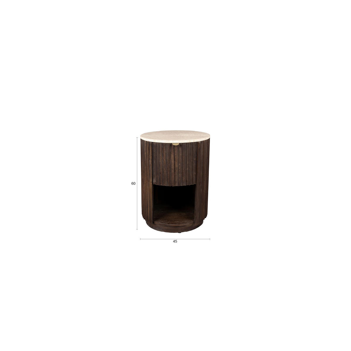 BEISTELLTISCH Marlow Rund 45 cm - Braun, Stein (45/45/60cm) - Dutchbone