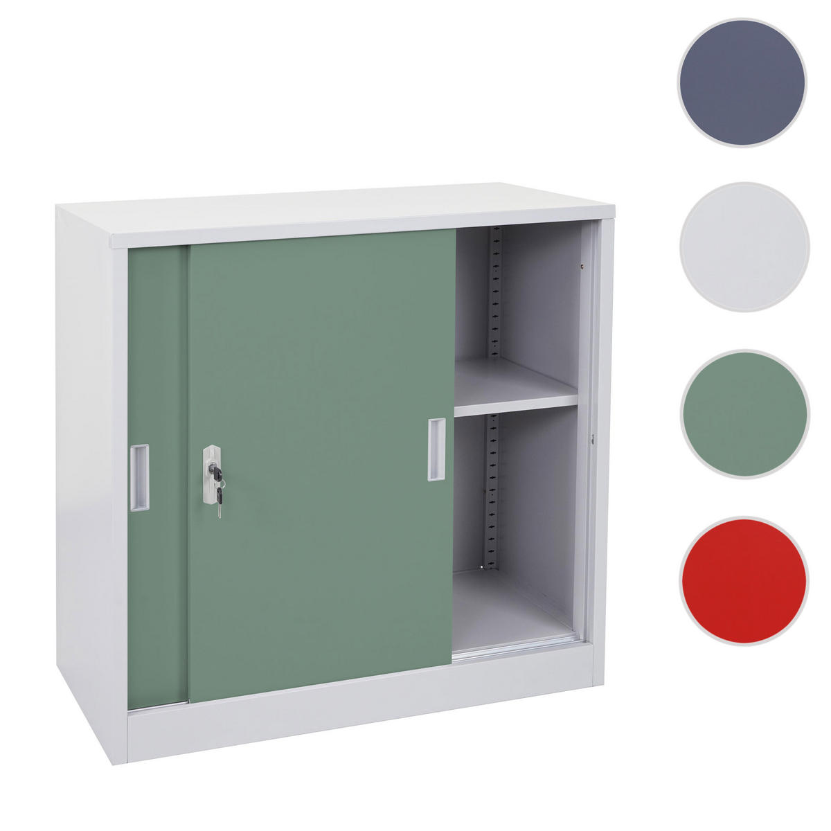 AKTENSCHRANK Grün - Grün, Metall (90/90/45cm) - MCW