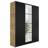 KLEIDERSCHRANK EDEN 3-Türen v4 - 156,4x205x39 cm - Eiche Craft Gold, Schwarz - Honigeiche/Schwarz, Holzwerkstoff (156.4/205/39cm) - Kier Furniture