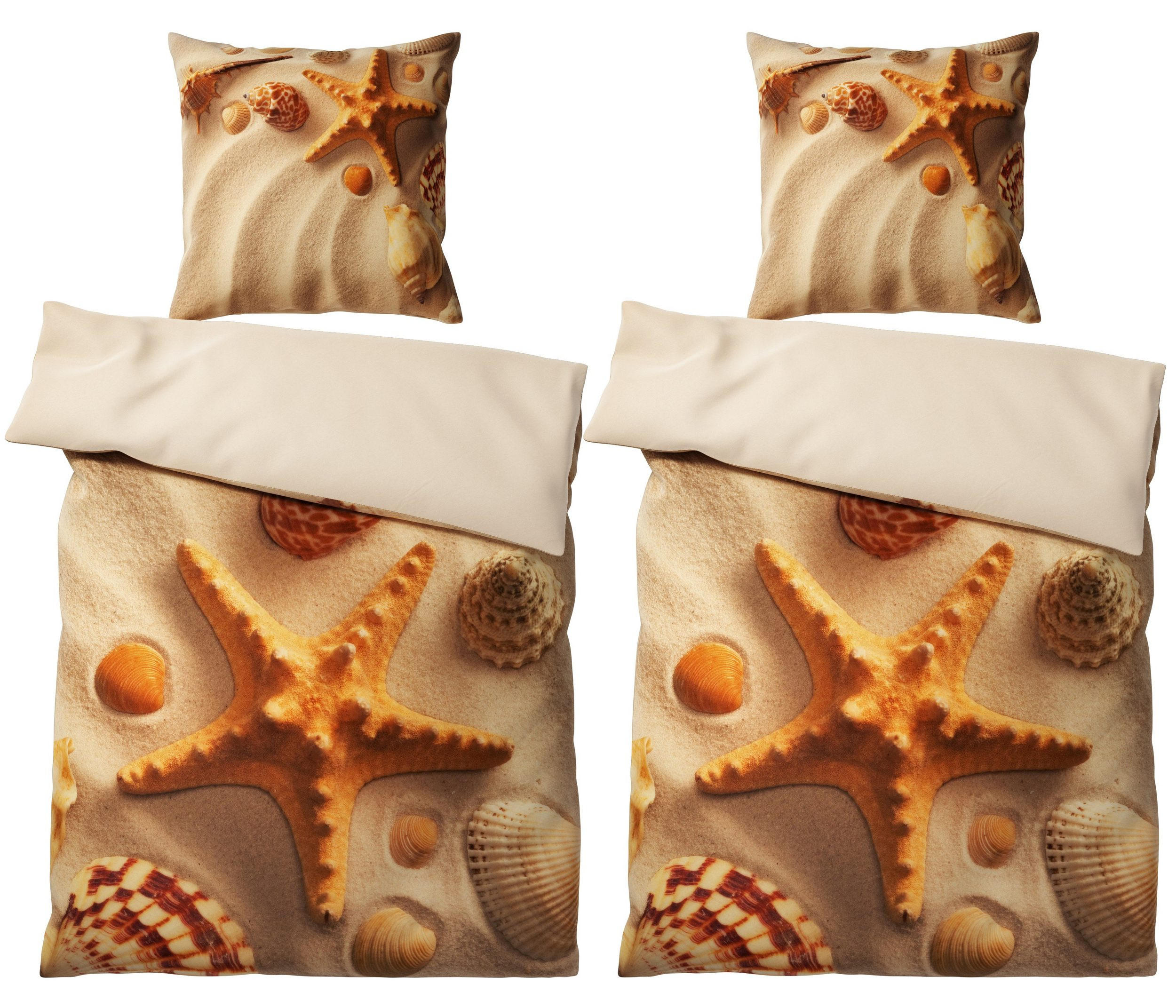 BETTWÄSCHE 4-teilig Sanibel - Beige, Naturmaterialien (135/200cm) - Sanilo