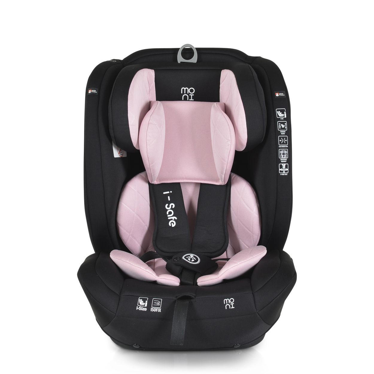 KINDERSITZ i-Size i-Safe rosa (76-150cm) Isofix, Top Tether, 13-fach verstellbar - Rosa, Kunststoff (45/60/46cm) - Moni