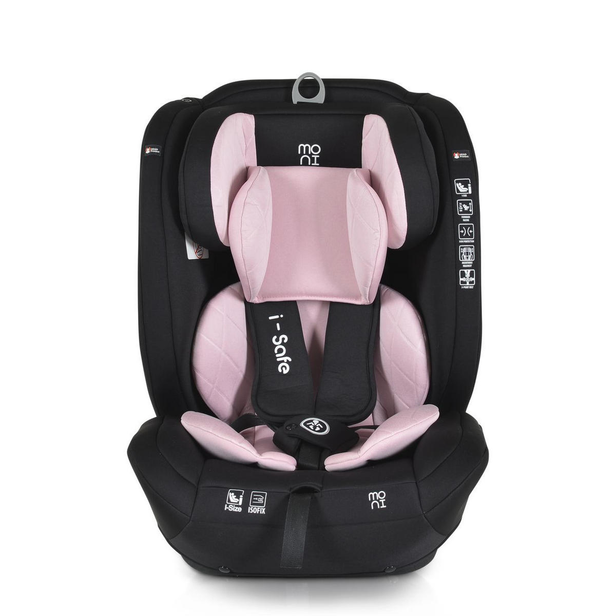 KINDERSITZ i-Size i-Safe rosa (76-150cm) Isofix, Top Tether, 13-fach verstellbar - Rosa, Kunststoff (45/60/46cm) - Moni