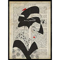 POSTER Von Geisha Schwarz Und Weiß A4 Schwarzer Rahmen - Schwarz, Papier (29.7/5/21cm) - Nacnic