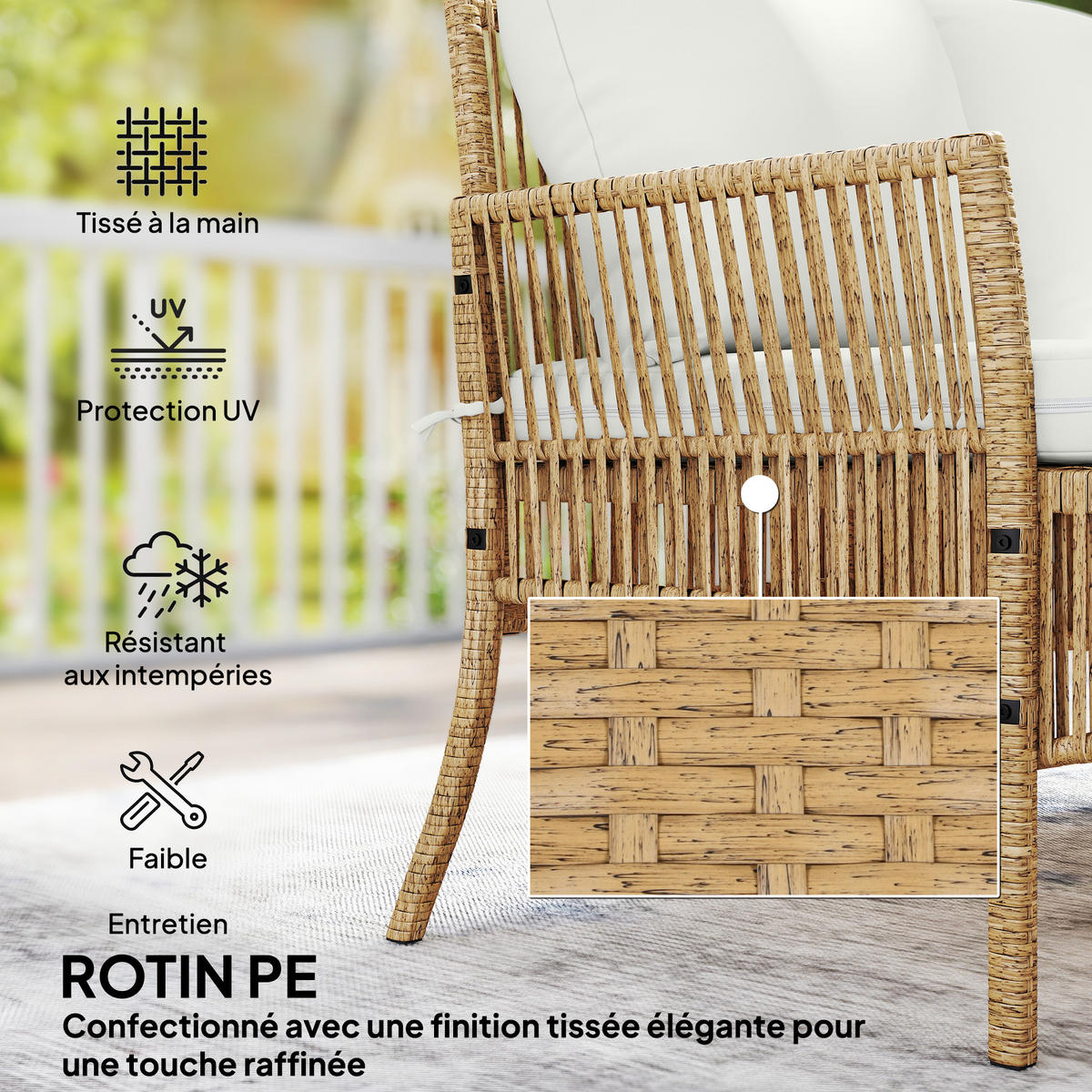 GARTENLOUNGE-SET 3tlg DE-13701 mit Liege & Tisch Creme - Creme, Metall - ComfortXL
