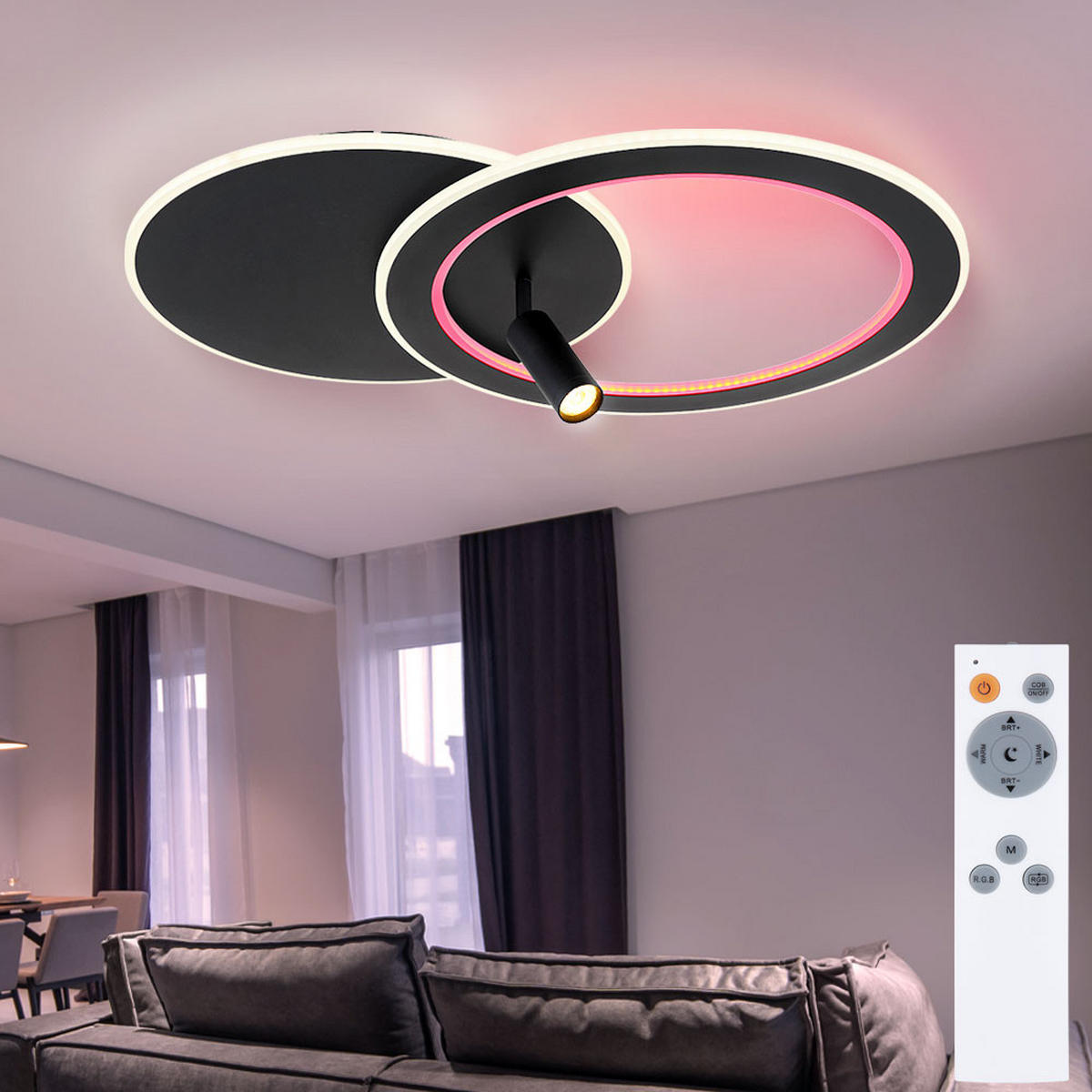 LED DECKENLEUCHTE Marian Schwarz Metall - Schwarz, Metall (69.5/49.2/13.5cm) - Globo Lighting