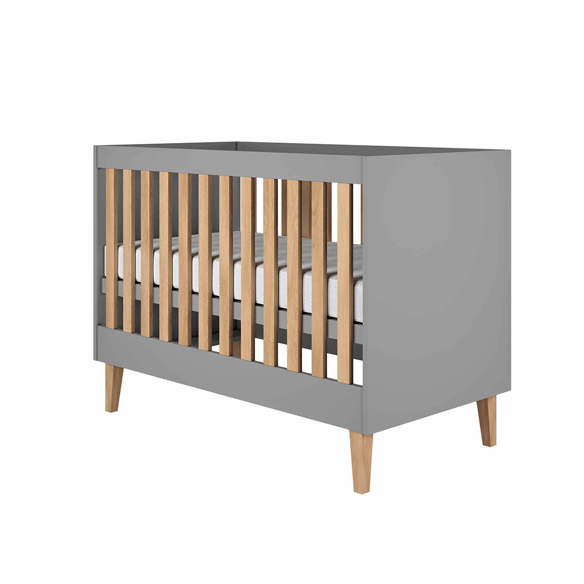 KINDERBETT Kubi ohne Schublade ohne Matratze Grau 120/60 - Grau, Holzwerkstoff (60/120cm) - Petits-meubles