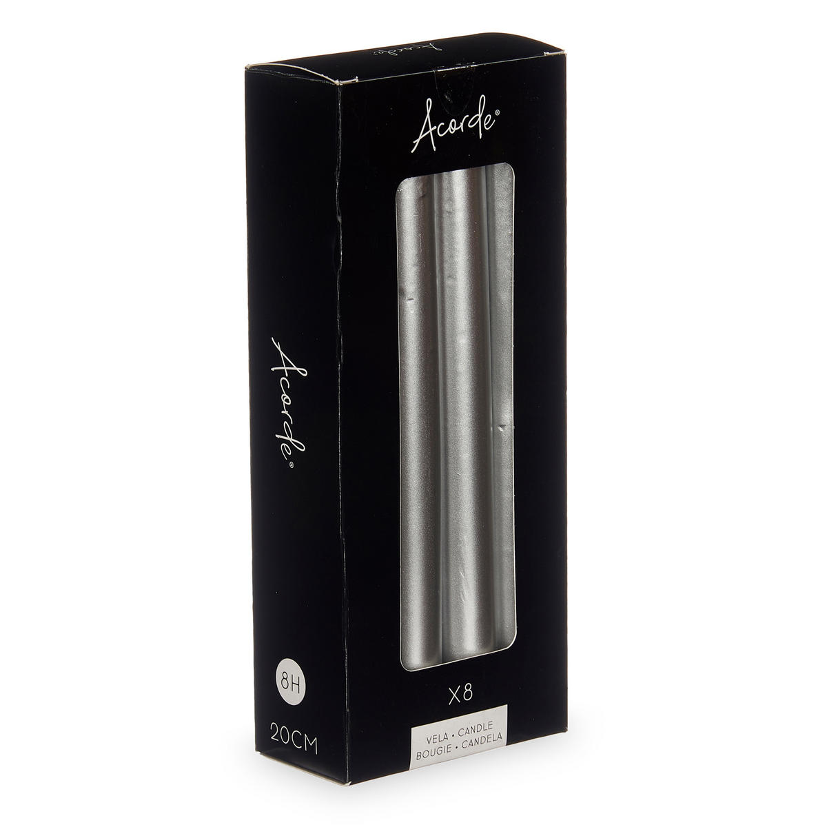 KERZE Celestia 20 cm - Silberfarben, Paraffin (2/20/2cm)