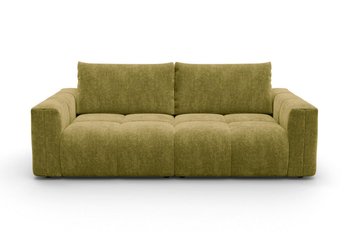 SOFA VERONA 3-Sitzer, Khaki - Schwarz/Grün, Holz/Textil (224/83/110cm) - Courtois Laville