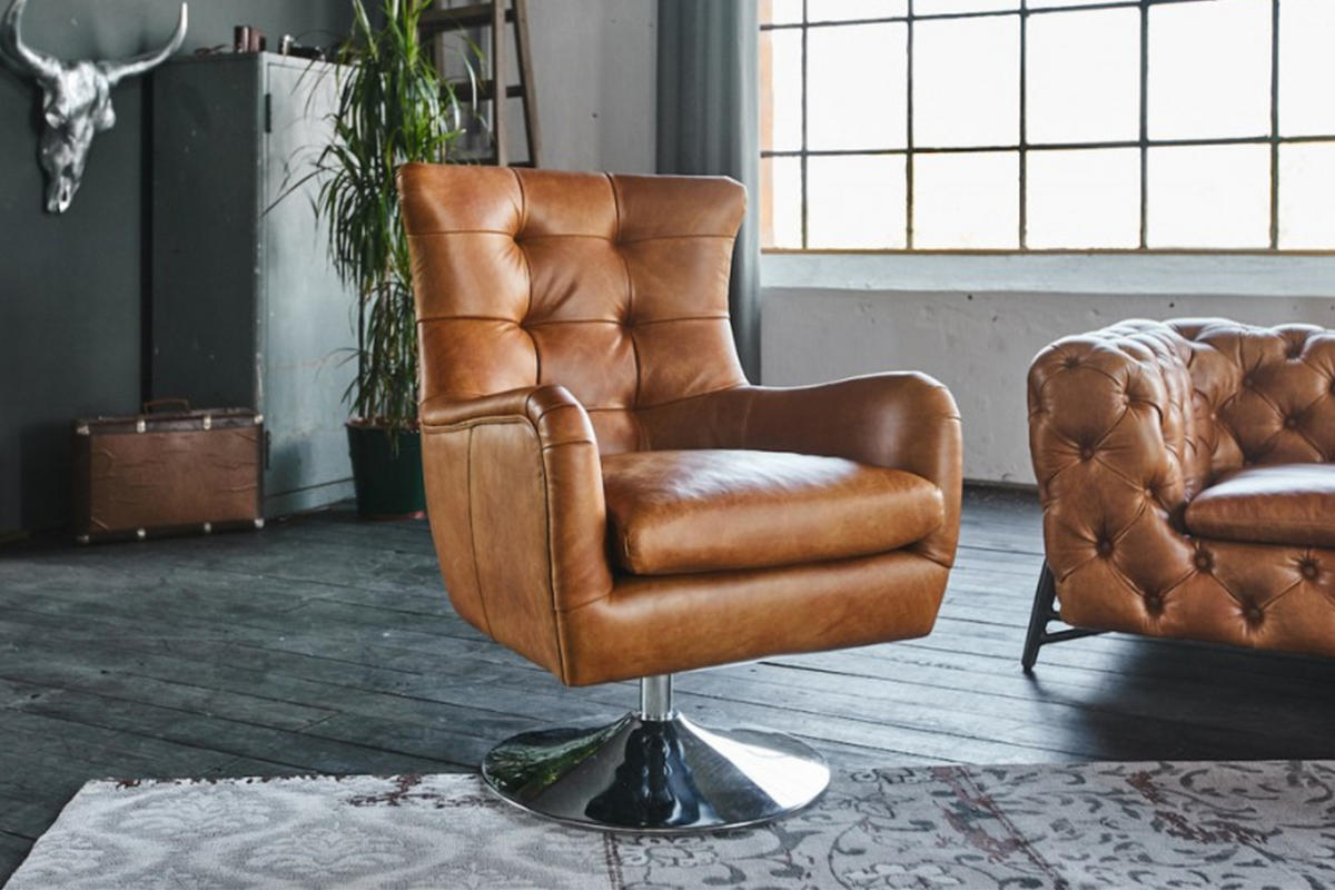 SESSEL RELEXA Braun Leder - Dunkelbraun/Silberfarben, Leder/Metall (69/95/77cm) - KAWOLA