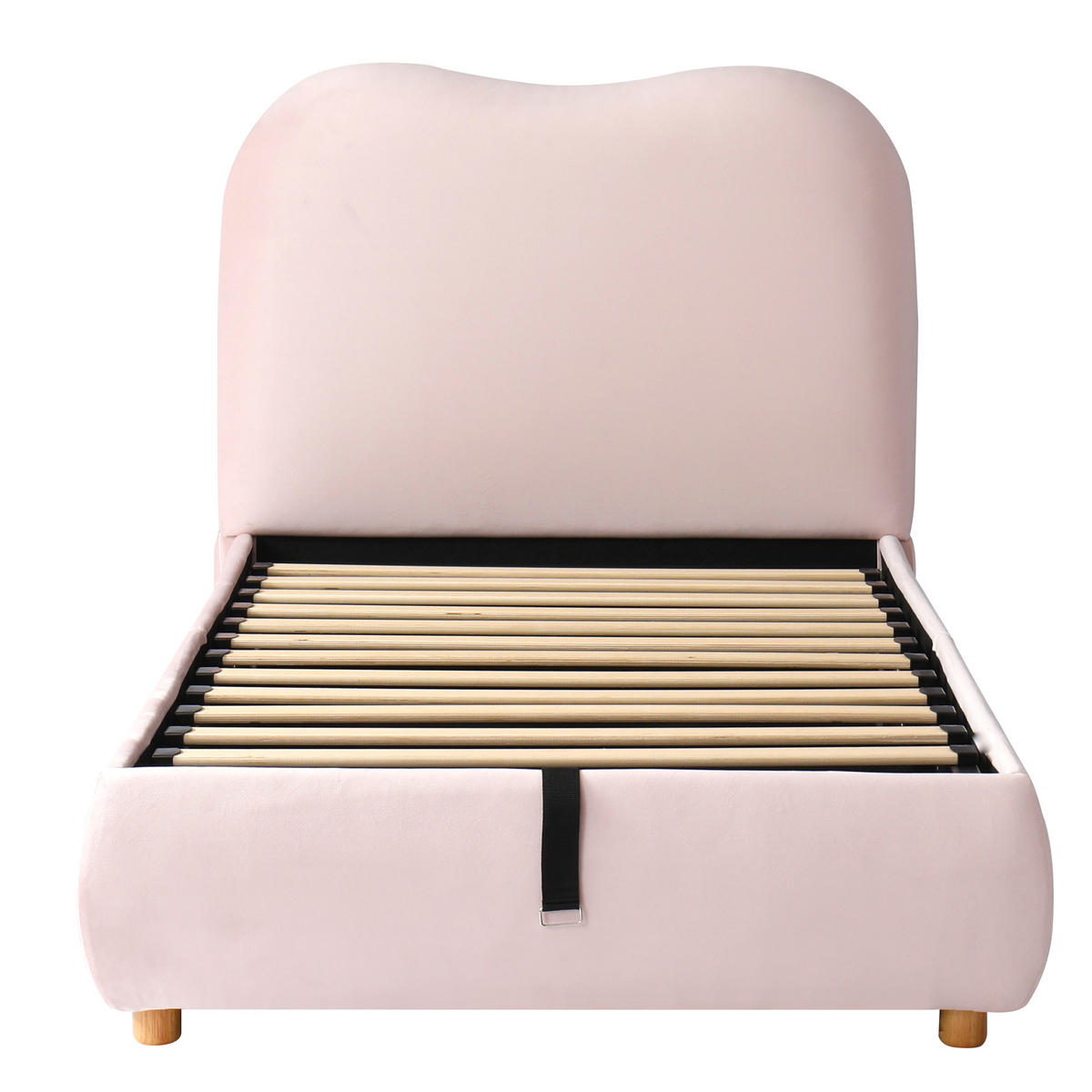 POLSTERBETT aus Samt 90x200 cm in Rosa mit Hydraulik-Stauraum - Rosa, Textil (90/200cm) - Modfu
