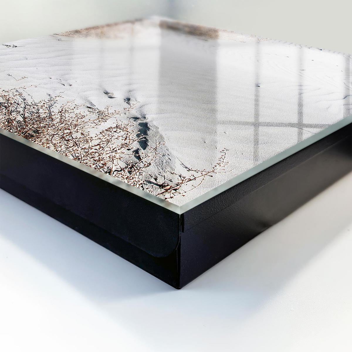 SCHLÜSSELBOX Schwarz 30x30 cm- Türöffnung nach rechts - Sandige Wellen - Grau, Metall (30/30/5cm) - TULUP