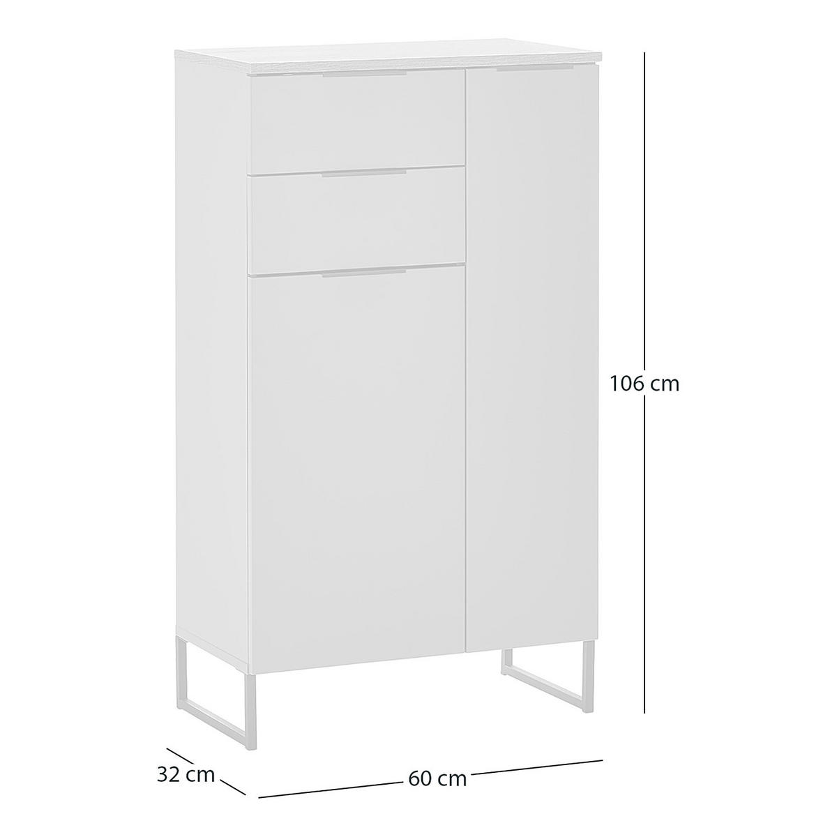 MIDISCHRANK mit 2 Schubladen - Grau, Holzwerkstoff (60/106/32cm) - home24