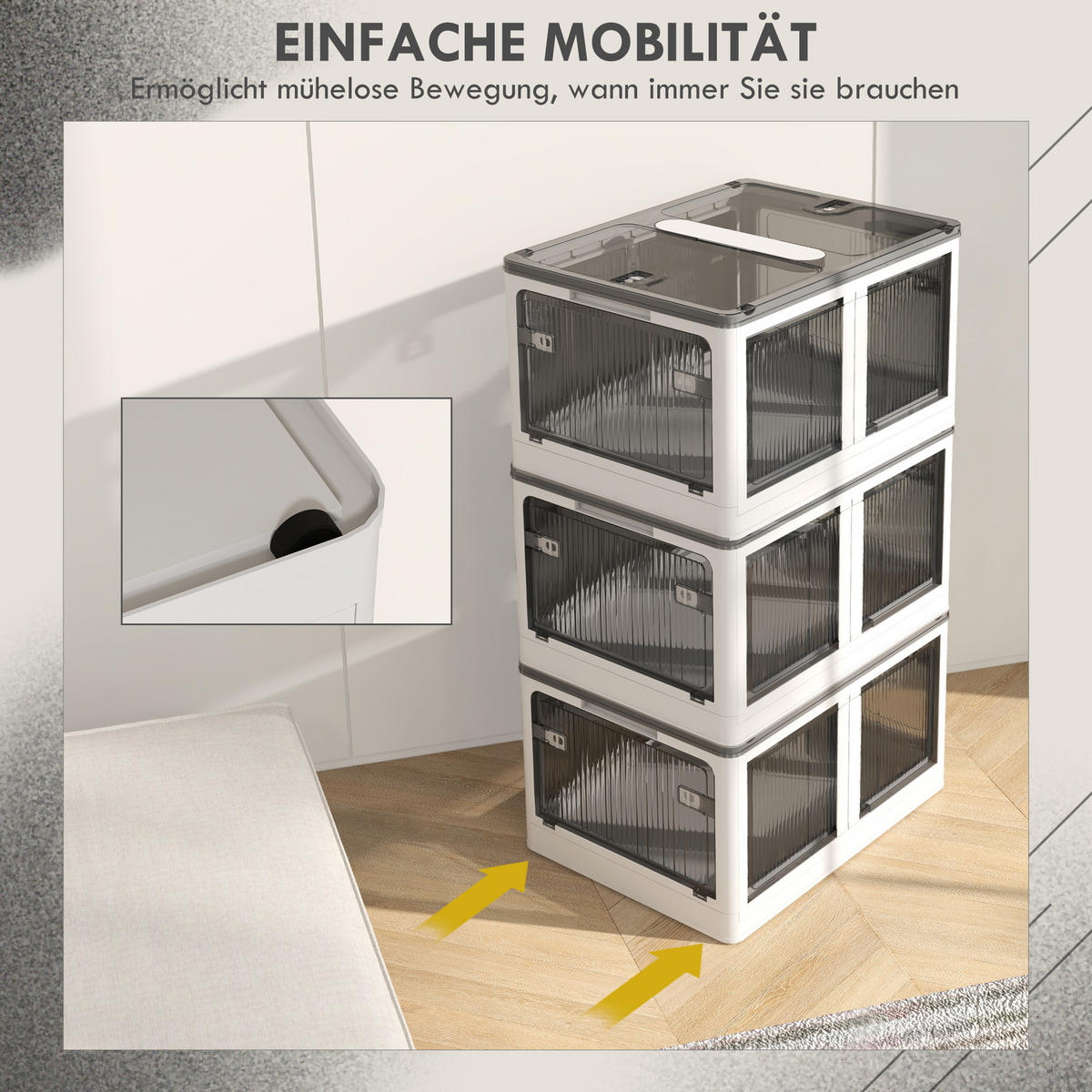 AUFBEWAHRUNGSBOX, Truhe 69L, Weiß - Weiß, Kunststoff (42/34/60cm) - HOMCOM