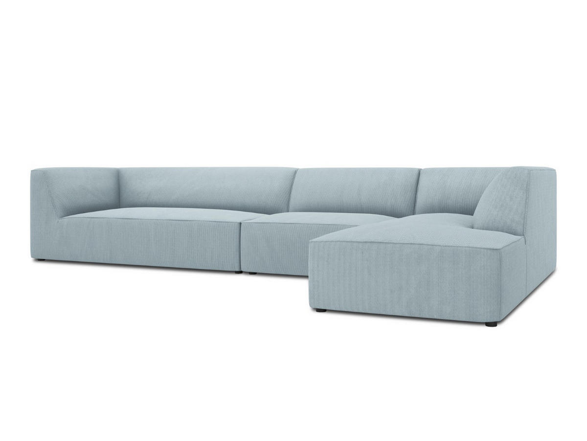 ECKSOFA rechts Ruby aus Cord hellblau 5 Sitzplätze - Hellblau, Textil (180/366cm) - Micadoni