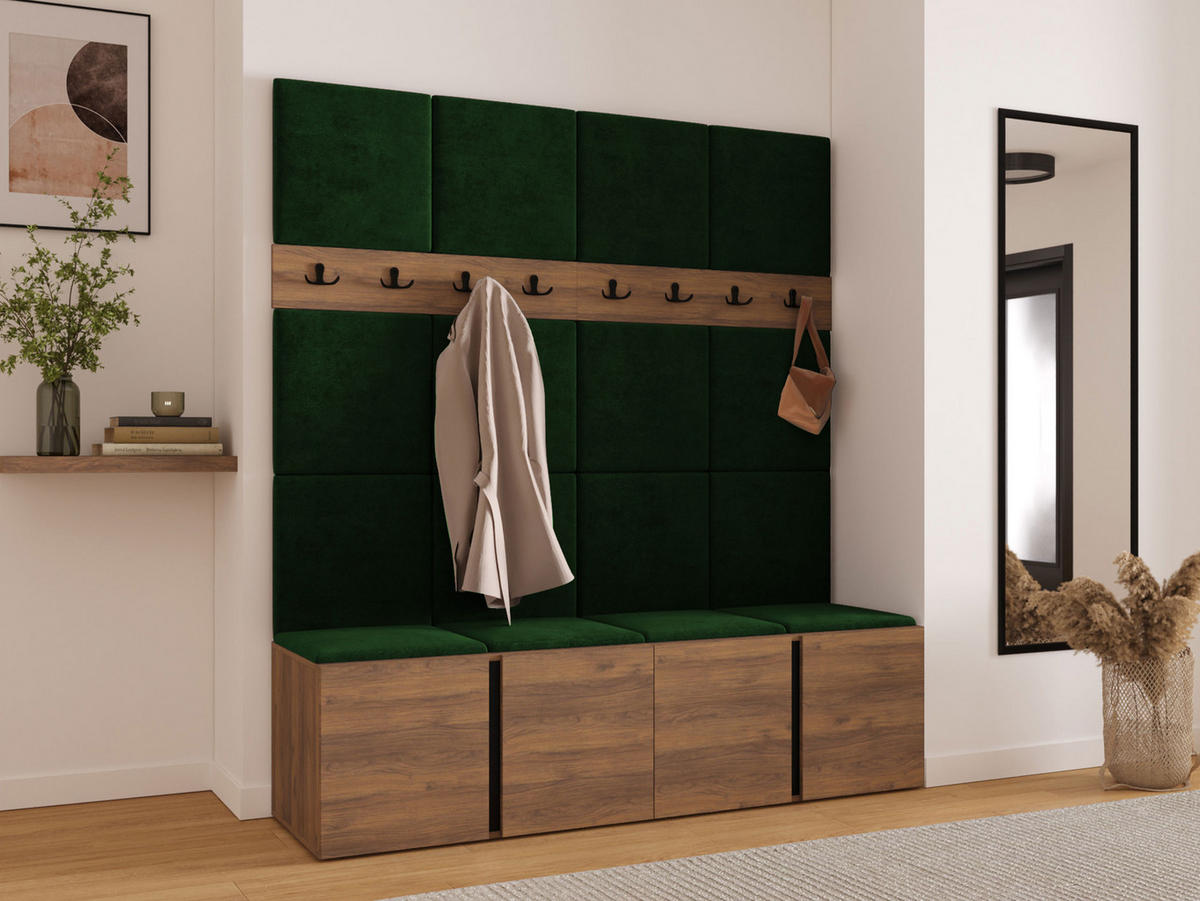 MOBILIER PENTRU HOL Orion V - culoare lemn de nuc/verde, material plastic/compozit lemnos (168/186/46cm) - MIRJAN24