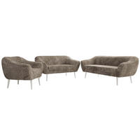 SEDACÍ SOUPRAVA 3+2+1 PIRS - Světle hnědá Manšestr - Bílé nohy - bílá/světle hnědá, kompozitní dřevo/textil (180/75/74cm) - MKS