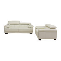 COUCHGARNITUR - 5 Personen - leder - elfenbeinfarben Macelo - Weiß, Leder/Holz (170/75/97cm) - Vente-Unique