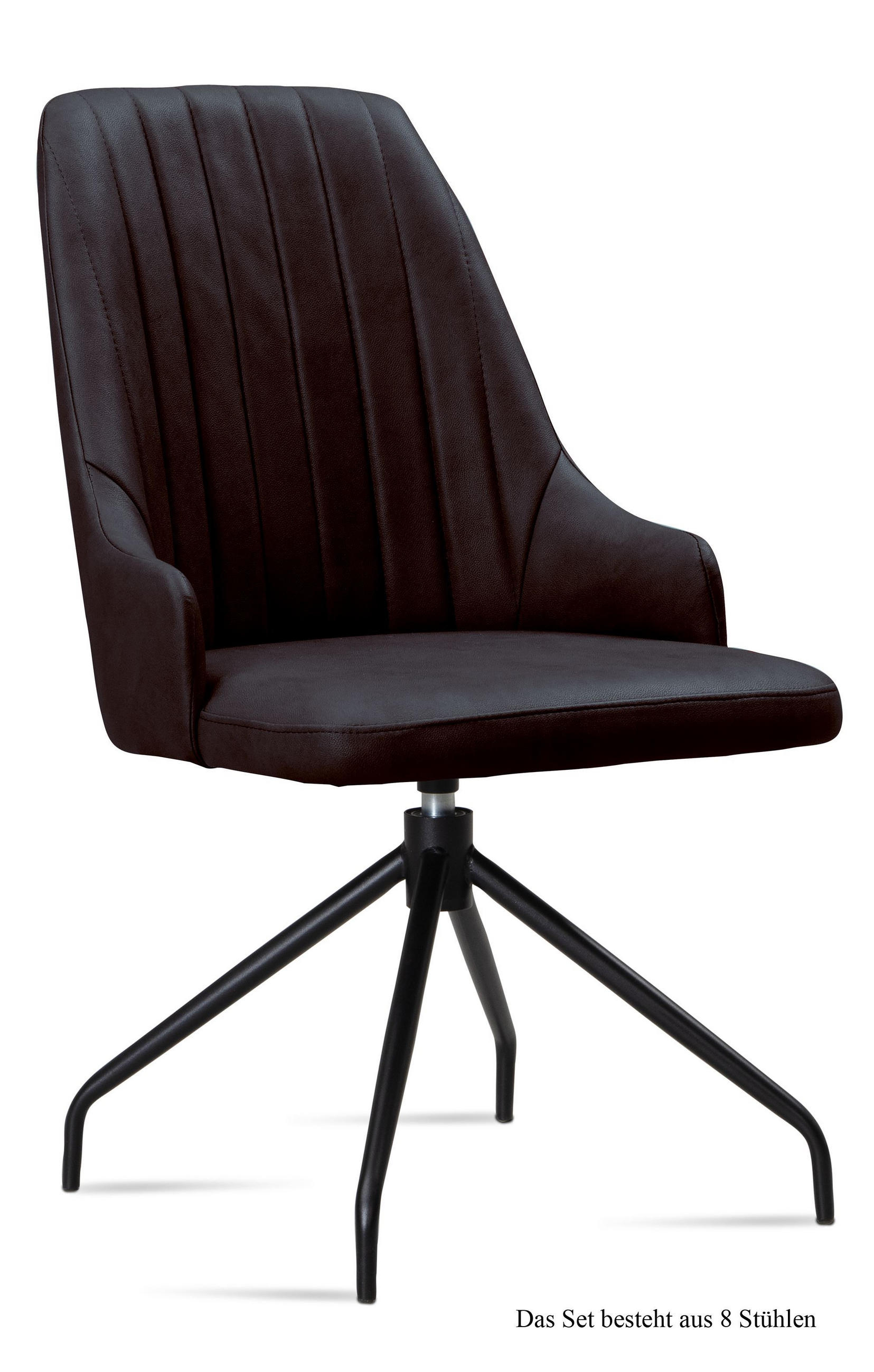 ESSZIMMERSTUHL drehbar (8er-Set) Doreen 52x91x60 Schwarz/Espresso - Dunkelbraun/Schwarz, Kunststoff (60/91/52cm) - 58aufmkessel