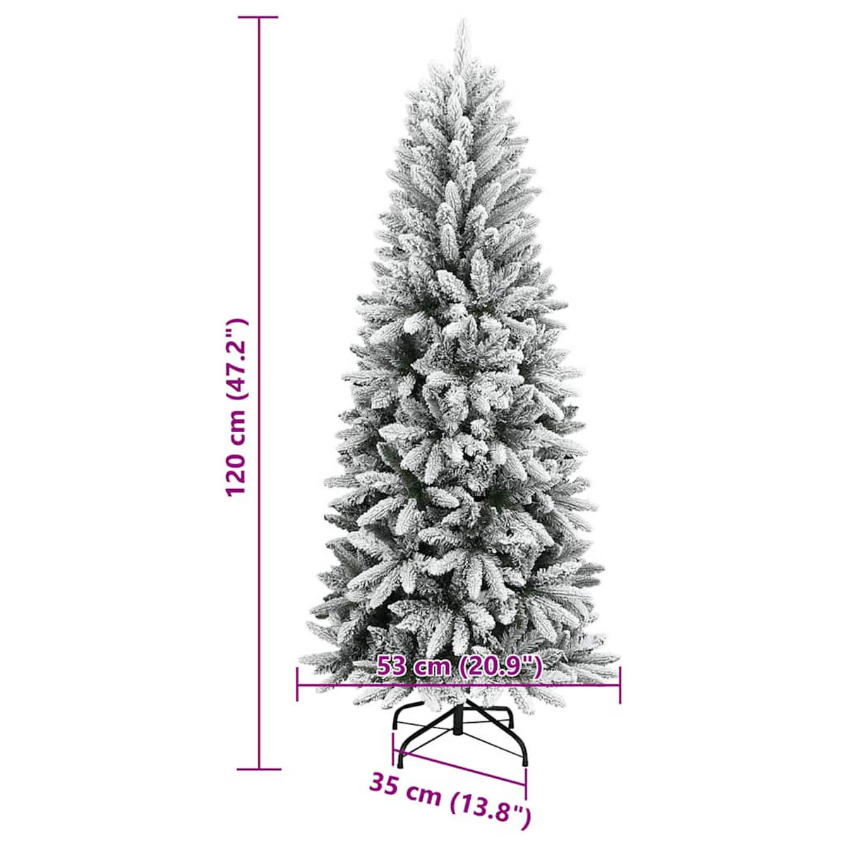 WEIHNACHTSBAUM Künstlicher Beschneit 120 Cm Pvc&Pe - Weiß, Kunststoff (120cm) - vidaXL