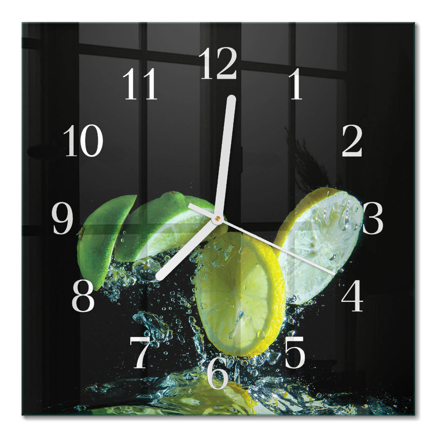WANDUHR 30x30 cm - Zitrone und Limette - Grün, Glas (30/30/0.4cm) - TULUP